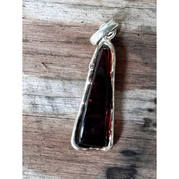 Sterling Silver Cherry Amber Teardrop Pendant Jewelry  7.66g - Picture 6 of 7